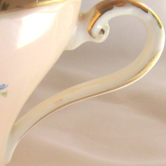 Aynsley Tea Cup and Saucer, Soft Beige and Spring Floral, Corset Shape, H28 - Picture 3 of 8